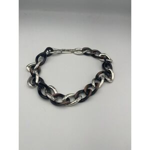 Brighton Liaison Silver & Brown Faux Tigers Eye Chunky Necklace